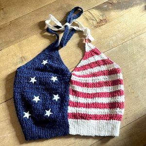 women’s american flag knitted halter top